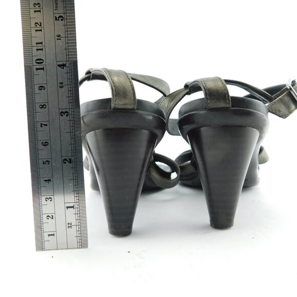 DONALD J PLINER Metallic Leather Caged Ankle Strap Sandal Heels 8 - Picture 7 of 8